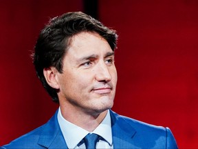 Liberal Leader Justin Trudeau prepares to take part on CBC's Face To Face with host Rosemary Barton in Toronto, September 12, 2021.