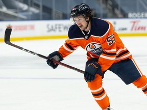 Edmonton Oilers forward Kailer Yamamoto in February 2021.