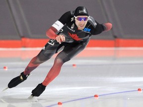 Ted-Jan Bloemen from Alberta skates in the men's 1500m during the fourth day at the Canadian Long Track Championship at the Olympic Oval.