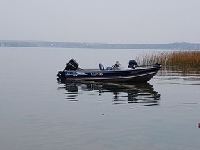Breton RCMP supplied a photo of a boat found anchored on Buck Lake at about 11:50 a.m. on Oct. 5, 2021. The body of the missing boater was found on Monday.