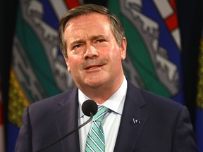 Premier Jason Kenney provides an update on COVID-19 and the ongoing work to protect public health at the McDougall Centre in Calgary on Tuesday, October 5, 2021.