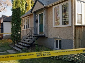Police were investigating a suspicious death on Saturday October 9, 2021 that occurred at a residential home located at 10919-67 Avenue. (PHOTO BY LARRY WONG/POSTMEDIA)