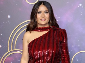 Salma Hayek attends the Eternals UK Premiere at the BFI IMAX Waterloo on Oct. 27, 2021 in London.