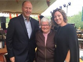 Kevin Lowe, left, Jessie Lowe and singer Sarah McLachlan in December, 2019.