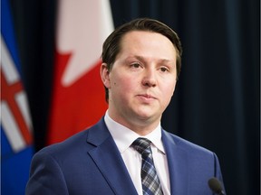 Minister of Agriculture and Forestry, Devin Dreeshen provides an update on the ongoing work to protect food security amid COVID-19 on Thursday, March 26, 2020, in Edmonton.