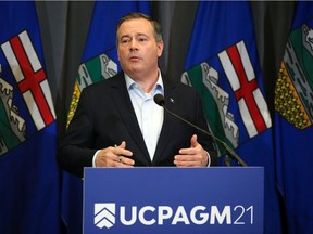 Alberta Premier Jason Kenney speaks during a press conference at the end of the UCP annual general meeting on Sunday, November 21, 2021. 

Gavin Young/Postmedia