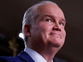 Canada's Conservative Party leader Erin O'Toole speaks to media on Parliament Hill in Ottawa, Ontario, Canada November 8, 2021.