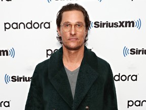 Matthew McConaughey poses for a photo as Andy Cohen sits down with the cast of 'The Gentlemen' on his SiriusXM Channel Radio Andy at the SiriusXM Studios on Jan. 13, 2020 in New York City.