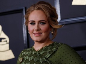 Singer Adele arrives at the 59th Annual Grammy Awards in Los Angeles, Feb. 12, 2017.