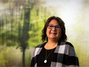 Chief Gladys Okemow of Peerless Trout First Nation in Edmonton on Friday, Dec. 3, 2021. The First Nation is one of three in Northern Alberta that have signed a new law that will give them control of their child welfare system.
