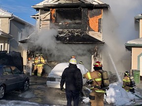 Fire badly damaged a home at 224 Wyman Lane in southeast Edmonton on Monday, Dec. 20, 2021. No injuries were reported.