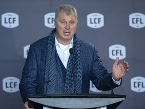 CFL commissioner Randy Ambrosie unveiled a new marketing partnership on Friday at the Grey Cup in Hamilton.