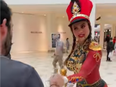 Model Francia James dressed as a nutcracker.