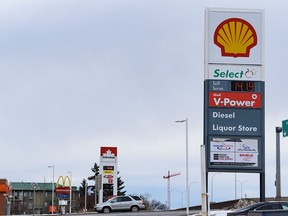 Gas price signs in Calgary were photographed on Thursday, January 13, 2022.