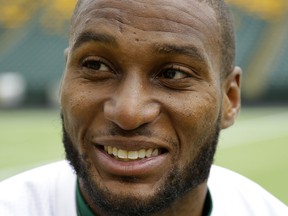 Edmonton Elks slotback Adarius Bowman attends team practice in Edmonton in this file photo taken June 28, 2017.