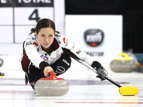 Team Walker skip Laura Walker during the Women's Quarter Finals during the Grand Slam of Curling at the Chestermere Rec Centre in Chestermere, Alberta on Saturday, November 6, 2021. Walker won the 2022 Sentinel Storage Alberta Scotties Tournament of Hearts in Grande Prairie on Jan. 9, 2022.
