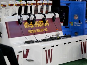 A general view of the Washington Football Team bench prior to the game against the Dallas Cowboys at AT&T Stadium on December 26, 2021 in Arlington, Texas.