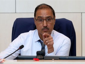 Mayor Amarjeet Sohi takes part in an Edmonton city council meeting on Nov. 1, 2021.