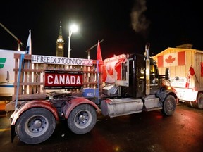 Protesting truckers began taking over Parliament Hill in Ottawa, Ontario, Canada, on Friday, Jan. 28, 2022.