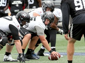 Offensive lineman Mark Korte (65), seen in this file photo from June 14, 2018, at TD Place Stadium, was picked up by his hometown Edmonton Elks in free agency this week after playing his first three Canadian Football League seasons with the Ottawa Redblacks.