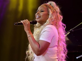In this image released on February 11, Mary J. Blige performs live onstage at the iHeartRadio Album Release Party with Mary J. Blige at iHeartRadio Theater in Burbank, California.