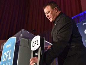 Chris Jones, seen here picking up his CFL Coach of the Year award in Edmonton on Nov. 22, 2018. Ed Kaiser/Postmedia