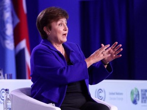IMF Managing Director Kristalina Georgieva attends the UN Climate Change Conference in Glasgow, Scotland, Nov. 3, 2021.
