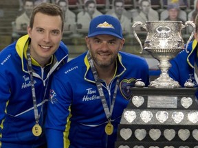 After winning the 2021 Tim Hortons Brier together, Brendan Bottcher (left) and Darren Moulding (right) will be opponents in a highly anticipated preliminary round game on Sat. March 5, 2022.