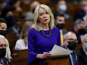 Canada's Conservative Party interim leader Candice Bergen speaks during Question Period in the House of Commons on Parliament Hill in Ottawa, Ontario, Canada February 28, 2022.