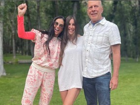 Scout Willis is pictured with mother Demi Moore and dad Bruce Willis is a photo posted on her Instagram.