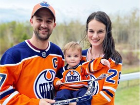 Oilers fans Shaun, Sebastian and Ashton Rudanec are celebrating Mother's Day and making sure to watch the Oilers take on the Los Angeles Kings in Game 4 of the NHL playoffs. Photo supplied.