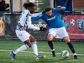 FC Edmonton recovered and ready for Cavalry FC after busy week - Toronto Sun 2 FC Edmonton’s Mastanabal Kacher (7) battles Pacific FC’s Georges Mukumbilwa (2) during second half Canadian Premier League action at Clarke Stadium in Edmonton, on Wednesday, April 27, 2022.