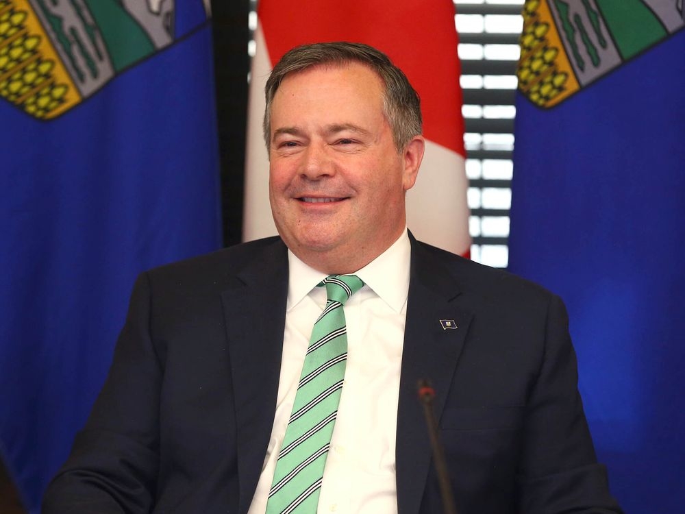 Jason Kenney makes remarks to media and Alberta government cabinet members prior to a meeting in Calgary on Friday, May 20, 2022. Kenney recently announced that the was stepping down as the leader of the UCP. but will stay on for a period of time.
