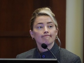 Amber Heard testifies in the courtroom at the Fairfax County Circuit Courthouse in Fairfax, Va., Monday, May 16, 2022.