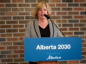 Associate minister of status of women Whitney Issik speaks at a press conference at SAIT discussing initiatives to address and prevent sexual violence at Alberta’s public post-secondary institutions on Tuesday, February 15, 2022.