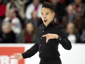 Nam Nguyen performs during the Men's Short program at the 2020 Canadian Tire National Skating Championships in Mississauga, Ont., on January 17, 2020.