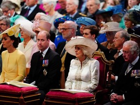 Catherine, Duchess of Cambridge, Prince William, Camilla, Duchess of Cornwall and Prince Charles attend the National Service of Thanksgiving, during Britain's Queen Elizabeth's Platinum Jubilee celebrations in London, June 3, 2022.