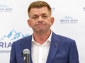 Brian Jean speaks during his official campaign launch for the UCP leadership on Wednesday, June 15, 2022 in Edmonton.