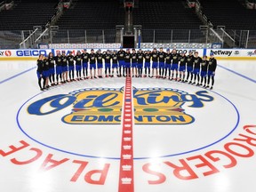 The Rogers Place ice crew was busy Friday removing the Edmonton Oilers logo from centre ice and replacing it with the logo of the Edmonton Oil Kings.