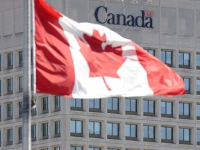 The façade of the headquarters of the Department of National Defence in Ottawa.