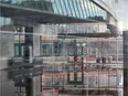 The entrance to Rogers Place through Ford Hall was under a few inches of water after a summer storm blew through Edmonton on Thursday, July 16, 2020.