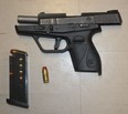 An image released by Toronto Police of a prohibited Taurus handgun seized on Wednesday, May 19, 2021.