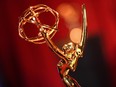 File photo taken on July 16, 2019 shows an Emmys statue at the 71st Emmy Awards Nominations Announcement at the Television Academy in North Hollywood, California, on July 16, 2019.