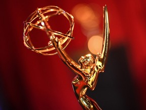 File photo taken on July 16, 2019 shows an Emmys statue at the 71st Emmy Awards Nominations Announcement at the Television Academy in North Hollywood, California, on July 16, 2019.