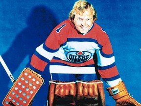 Goaltender Ken Brown in a World Hockey Association Alberta Oilers uniform.