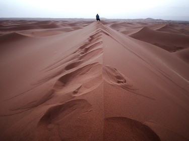 The massive Erg Chigaga dunes in the Sahara Desert are Morocco's largest golden sea of sand.
