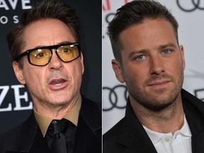 Robert Downey Jr. and Armie Hammer are pictured in file photos.