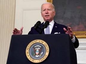 U.S. President Joe Biden gestures as he delivers remarks on the Inflation Reduction Act of 2022 at the White House in Washington, D.C., July 28, 2022.