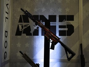 An AR-15 is displayed at the National Rifle Association (NRA) annual convention in Houston, Texas, May 29, 2022.
