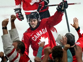 Team Canada's Logan Stankoven celebrates his goal after scoring on Team Czechia at the International Ice Hockey Federation 2022 World Junior Championship on Friday August 19, 2022.. The tournament runs August 9 to 20, 2022 at Rogers Place in Edmonton, Canada.